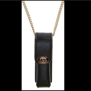 Gucci leather lipstick holder necklace